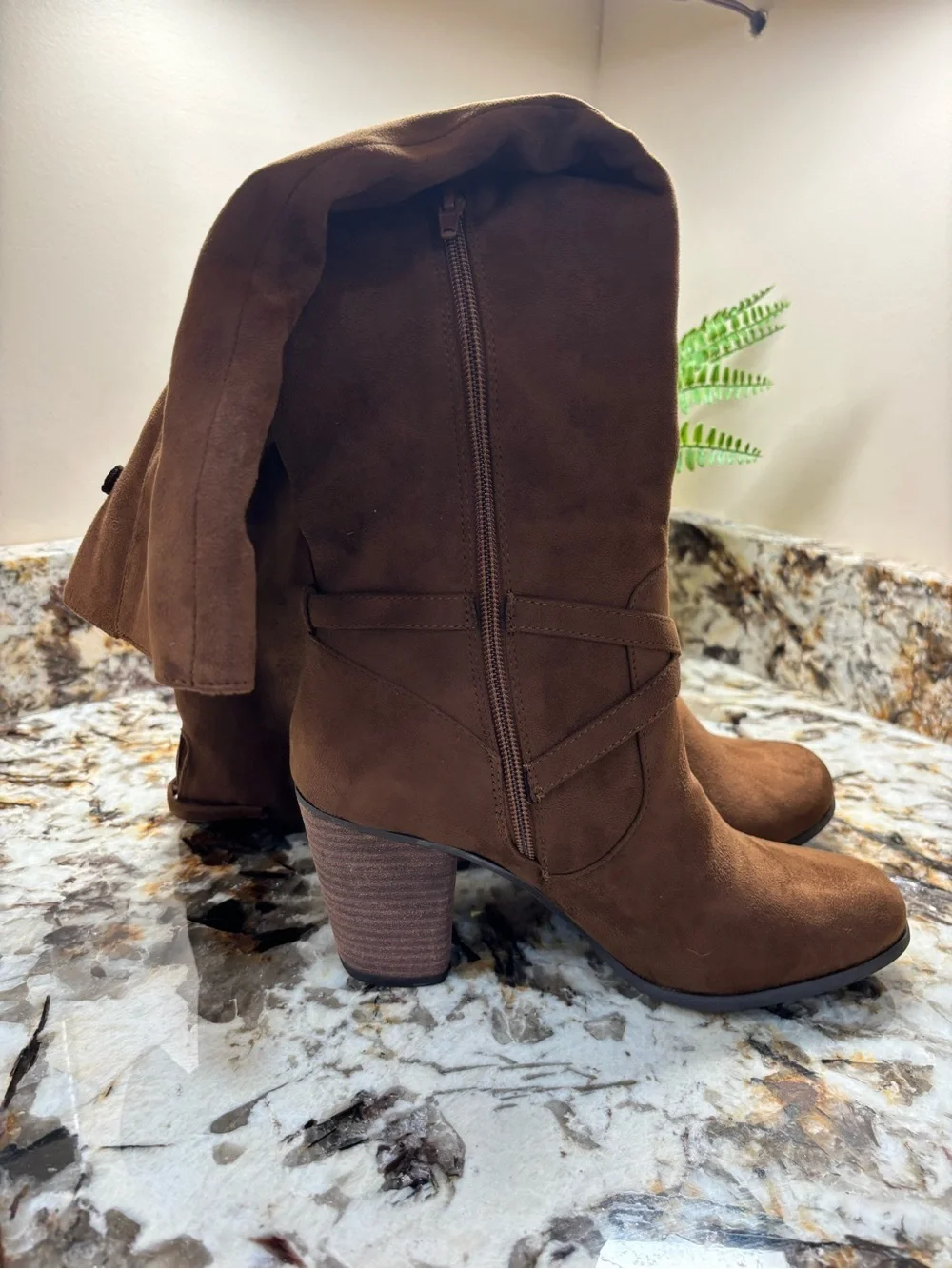 Madden Girl Daallas Brown Over-the-Knee Slouch Boots with Buckle Strap